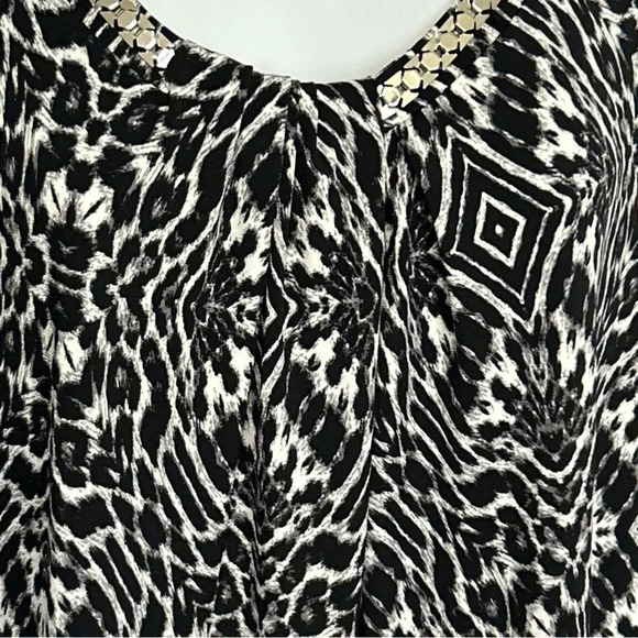 GLORIA VANDERBILT Women's Small Animal Print Slinky Top Embellished Stretch Sexy - Picture 5 of 13